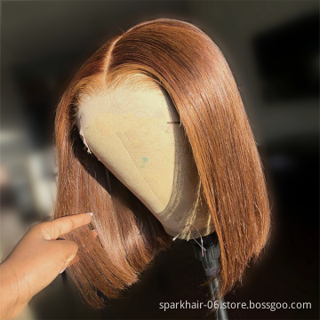 Wholesale Colored Bob Human Hair Wigs, Hd Lace Front Wig, Chocolate Brown Orange Pink Purple Colorful Human Hair For Black Women